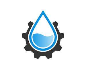 Water drop in the gear wheel vector illustration