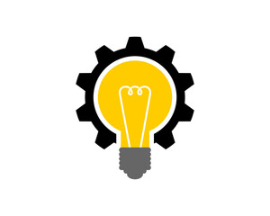 Light bulb inside the gear wheel vector