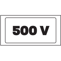 Digital png illustration of white box with 500 v number on transparent background