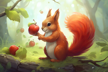 squirrel illustration style Made with Generative AI