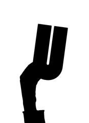 Digital png illustration of hands holding u letter on transparent background