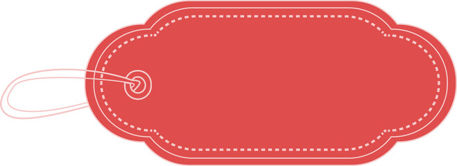 Digital png illustration of blank red tag label with copy space on transparent background