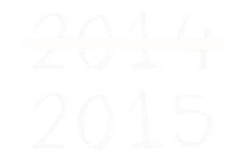 Digital png illustration of crossed out 2014 and 2015 text in white on transparent background