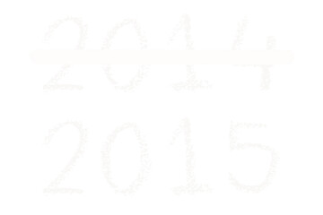 Digital png illustration of crossed out 2014 and 2015 text in white on transparent background