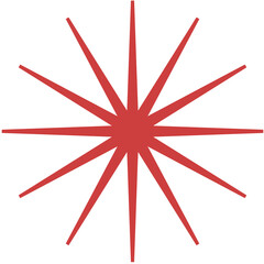 Digital png illustration of red asterisk star shape on transparent background