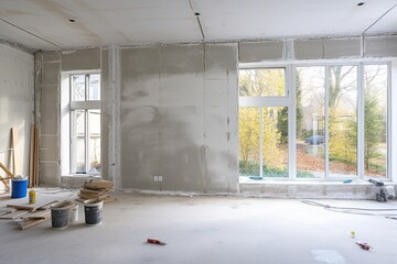 Interior of a new house under construction, remodeling and renovatio