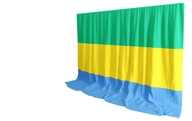 Gabonese Flag Curtain in 3D Rendering Gabon's Natural Beauty
