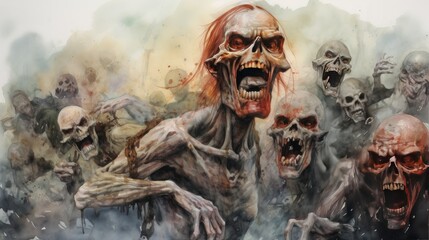 zombie in the woods - obrazy, fototapety, plakaty