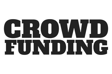 Digital png illustration of crowd funding text in black on transparent background