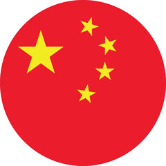 Round China flag vector . China flag button isolated on white background