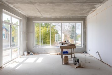 Interior of a new house under construction, remodeling and renovatio