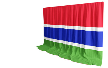 Gambian Flag Curtain in 3D Rendering Gambia's Unity Displayed
