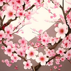 blossom flowers wallpaper design for garden nature flower in pink colour branch petal beautiful closeup.Generate AI