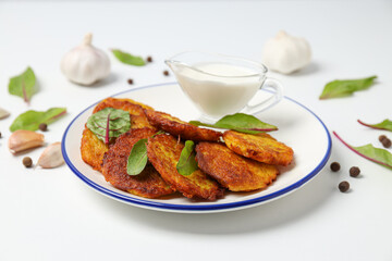 Lunch tasty food concept - delicious hash browns