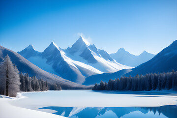 winter landscape with mountains