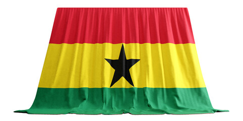Ghanaian Flag Curtain in 3D Rendering Embracing Ghana's Heritage