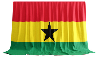 Ghanaian Flag Curtain in 3D Rendering Embracing Ghana's Heritage