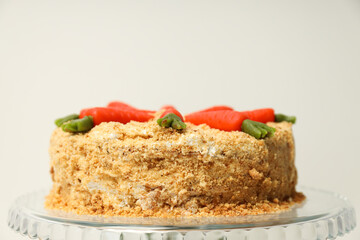 Tasty and delicious food concept - carrot cake