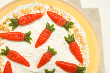 Tasty and delicious food concept - carrot cake