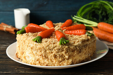 Tasty and delicious food concept - carrot cake