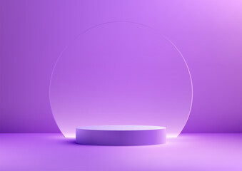 3D Purple Podium with Glass Backdrop