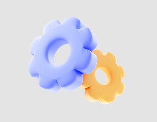 business concept. Gear-settings icon, Repair, optimizing, workflow. 3d rendering
