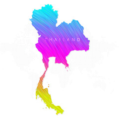 Thailand map in colorful halftone gradients. Future geometric patterns of lines abstract on white background. Vector illustration EPS10.