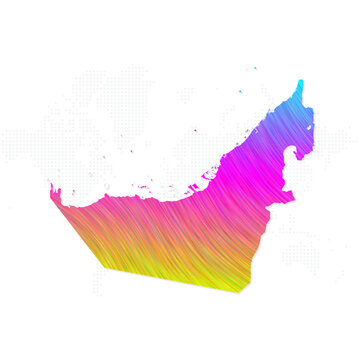 United Arab Emirates map in colorful halftone gradients. Future geometric patterns of lines abstract on white background. Vector illustration EPS10.