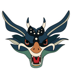 Hand drawn dragon colored outline. Doodle dragon isolated on white background. Vector illustration.