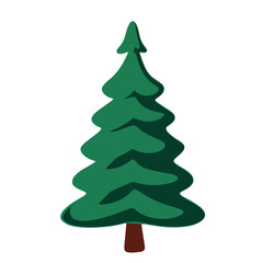 Abstract pine tree in flat style. Vector illustration.