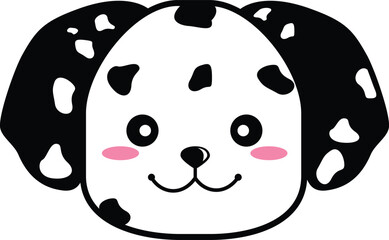 cute element or icon of happy puppy dalmatian head vector illustration