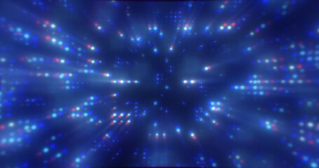 Abstract blue futuristic hi-tech energy particles dots and squares magical bright glowing background