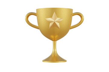 3D Illustration, Winner Gold Trophy 3D Icon.