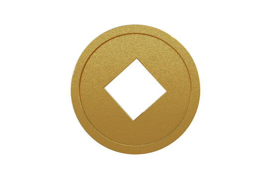 3D Illustration, Chinese gold coin icon .