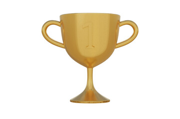 3D Illustration, Winner Gold Trophy 3D Icon.