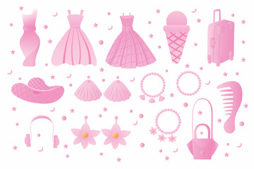 Set of pink fashion items
