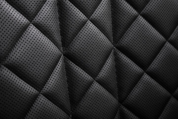 Part of leather car details. Сlose-up black  leather car seat.