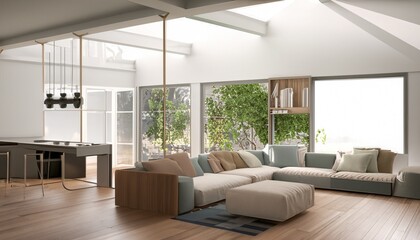 Modern living room JPG. Generative AI.