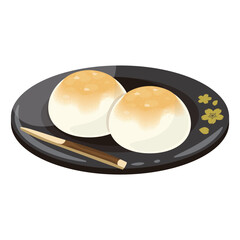 大福　きな粉　黒皿