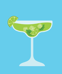Flat Cocktail Mojito Drink and Beverage Vector Illustration for Summer and Party