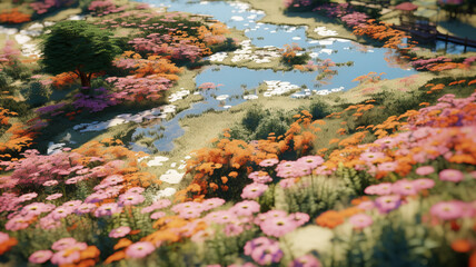 Naklejka na ściany i meble photorealistic detail closeup of garden fields bright