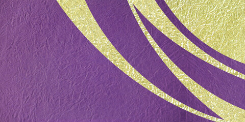 金色と紫の和紙の背景（波型模様）（合成画像）