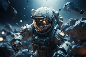 Robot in Space suit generate with AI.