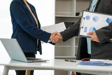 Asian senior man and woman collaborating in small medium enterprises working together. Couple business family, Elderly people