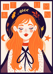 autumn with with hat and ginger hair