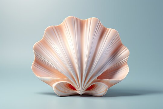 Empty open seashell 3d rendering isolated illustration