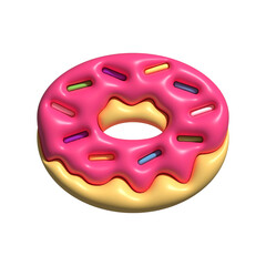 Fototapeta premium 3d donut with sprinkles, donut icon, isolated donut on PNG transparent background