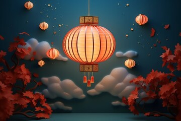 Free happy mid autumn festival or chinese new year gate Generative AI