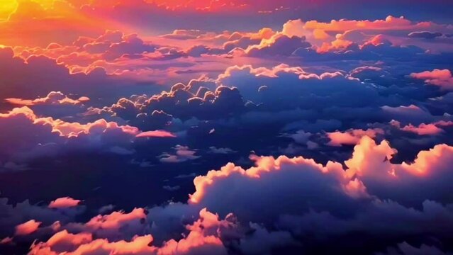 sunset in the clouds anime style