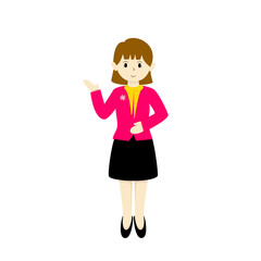 Bussiness woman with hand up for presenting illustration
